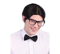 Mens Black Nerd Wig, Pack of 1 - Stylish Design, Perfect Accessory for Costumes, Festivals, Cosplay Events, & More Halloween Halloween