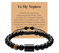 Men's Black Obsidian Bracelet by WOPOCD with Tiger Eye Stone and Inspirational Card - Ideal Birthdays、Christmas、Graduation Gift for Him