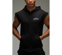 Mens Black One More Rep Sleeveless Zip Through Loopback Regular Fit Hoodie, Black L