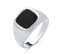 Mens Black Onyx Signet Ring Solid 925Sterling Silver Size M - V (M)