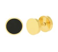 Men's Black or Yellow Ion-Plated 316L Stainless Steel 8mm Reversible Earrings, Choice of Style, Stainless Steel, no gemstone