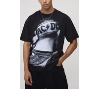 Mens Black Oversized AC/DC License Printed T-Shirt, Black M