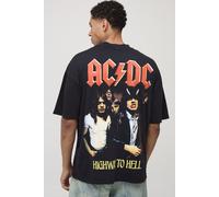 Mens Black Oversized AC/DC License Printed T-Shirt, Black M