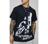 Mens Black Oversized Amy Winehouse License Printed T-Shirt, Black S
