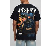 Mens Black Oversized Batman License Printed T-Shirt, Black M