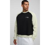 Mens Black Oversized Boxy Branded Raglan Sleeve Sweatshirt, Black M