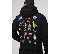 Mens Black Oversized Boxy Disney Toy Story License Printed Zip Through Hoodie, Black L