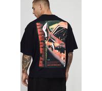 Mens Black Oversized Boxy Extended Neck Playboy License T-Shirt, Black XL