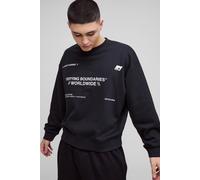 Mens Black Oversized Boxy Multi Branded Print Sweatshirt, Black L