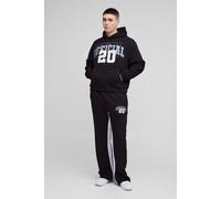 Mens Black Oversized Boxy Official Varsity Distressed Gusset Tracksuit, Black M