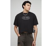 Mens Black Oversized Boxy Sex Icon Pride Loopback T-Shirt, Black XL