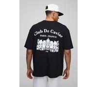 Mens Black Oversized Club De Caviar T-Shirt, Black M