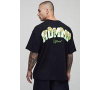 Mens Black Oversized Homme Flower Market T-Shirt, Black XS