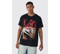 Mens Black Oversized Korn Band License T-shirt, Black M