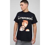 Mens Black Oversized Lisa Alter Ego License Printed T-Shirt, Black M