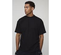 Mens Black Oversized M Star Embroidered Extended Neck T-Shirt, Black M
