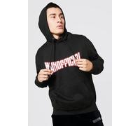 Mens Black Oversized Man Official Print Hoodie, Black M