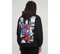 Mens Black Oversized Marvel Spiderman License Printed Hoodie, Black XS