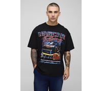 Mens Black Oversized NASCAR Racing License Printed T-Shirt, Black M