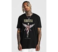 Mens Black Oversized Nirvana License T-Shirt, Black L