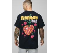 Mens Black Oversized Playboy License Printed T-Shirt, Black S