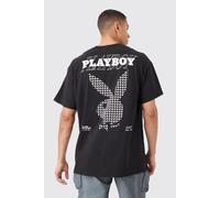 Mens Black Oversized Playboy License T-shirt, Black L