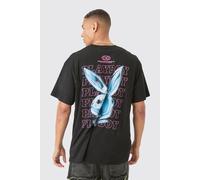 Mens Black Oversized Playboy License T-shirt, Black M