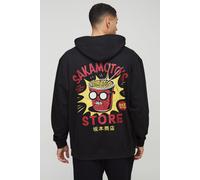 Mens Black Oversized Sakamoto Days Anime License Hoodie, Black M