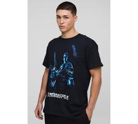 Mens Black Oversized The Terminator License Printed T-Shirt, Black S