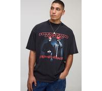 Mens Black Oversized Twenty One Pilots Acid Wash License T-Shirt, Black XS