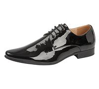 Mens Black Patent 4 Eyelet Chisel Toe Gibson Shoe (13, Black)
