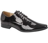 Mens Black Patent 4 Eyelet Chisel Toe Gibson Shoe 13 UK