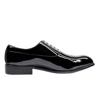 Mens Black Patent Dress Shoes Handmade Shiny Real Leather Formal Oxford Lace ups [G011-A38-BLACK-SHINY-39]