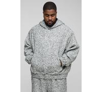Mens Black Plus Boucle Boxy Oversized Hoodie, Black XXL
