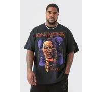 Mens Black Plus Iron Maiden License Print T-shirt, Black 2XL