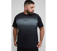 Mens Black Plus Limited Edition Print Spay Wash Regular Fit T-Shirt, Black 4XL