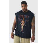 Mens Black Plus Nirvana Angel License Print T-shirt, Black 2XL