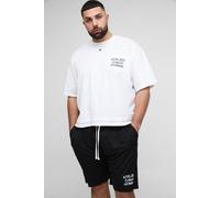 Mens Black Plus Oversized Boxy Faux Layer T-Shirt & Shorts Set, Black 2XL