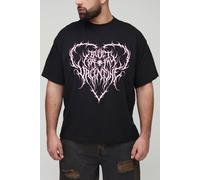 Mens Black Plus Oversized Bullet for My Valentine License Print T-Shirt, Black 3XL