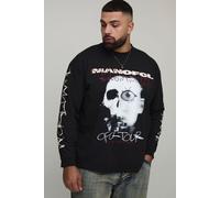 Mens Black Plus Oversized Extended Neck Gothic OFCL TOUR Print Long-sleeve T-Shirt, Black 3XL