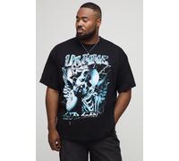Mens Black Plus Oversized Large Scale Homme Renaissance Print T-Shirt, Black 5XL