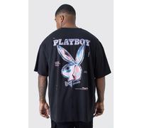 Mens Black Plus Playboy License T-shirt, Black 2XL