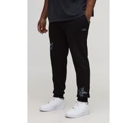 Mens Black Plus Regular Fit Cherub Worldwide Print Jogger, Black 5XL