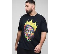 Mens Black Plus Size Biggie Crown License T-shirt, Black 2XL