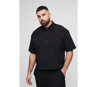 Mens Black Plus Technical Stretch Short Sleeve Boxy Oversized Shirt, Black 4XL