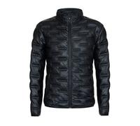 Men's Black Puffer Quilted Warm Lambskin Leather Bomber Jacket