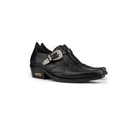Mens Black Real Leather Wincklepickers Snake Pattern Cowboy Riding Western Shoes with Cuban Heel and Buckle Fastening 9