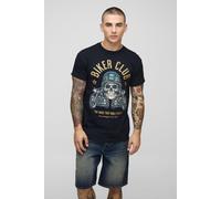 Mens Black Regular Fit Route 66 Biker Club License Printed T-Shirt, Black XS