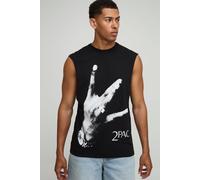 Mens Black Regular Fit Tupac License vest, Black M