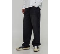 Mens Black Relaxed Rigid Washed Jeans, Black 34R